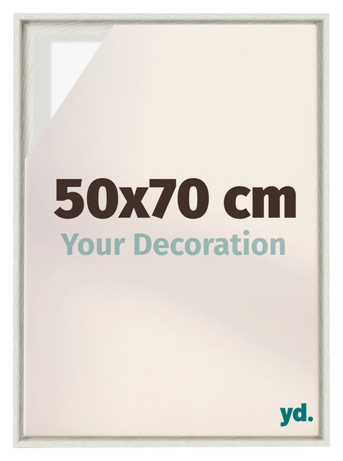 Lyon MDF Schattenfugenrahmen 50x70cm White Wash Vorne Messe | Yourdecoration.de