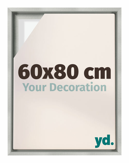 Lyon MDF Schattenfugenrahmen 60x80cm Silber Matt Vorne Messe | Yourdecoration.de