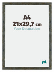 Mura MDF Bilderrahmen 21x29,7cm A4 Blau Gold Meliert Vorne Messe | Yourdecoration.de