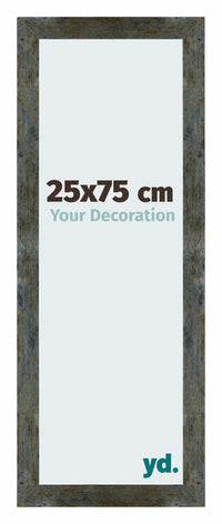 Mura MDF Bilderrahmen 25x75cm Blau Gold Meliert Vorne Messe | Yourdecoration.de