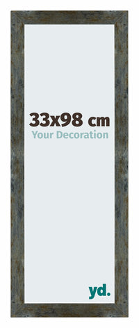 Mura MDF Bilderrahmen 33x98cm Blau Gold Meliert Vorne Messe | Yourdecoration.de