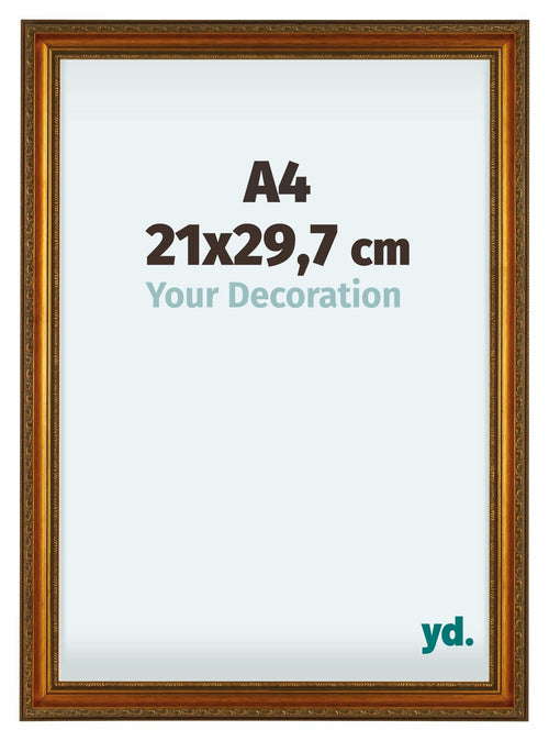 Oxford Holz Bilderrahmen 21x29 7cm A4 Gold Antik Vorne Messe | Yourdecoration.de