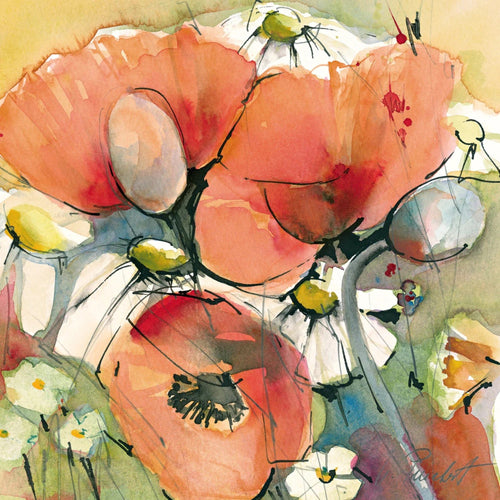 PGM MPT 06 Marta Peuckert Mohn und Margeriten Kunstdruck 21x21cm | Yourdecoration.de