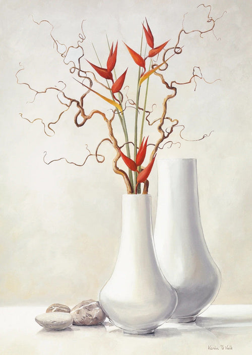 PGM VDV 84 Karin Van der Valk Willow Twigs with Red Flowers Kunstdruck 30x40cm | Yourdecoration.de