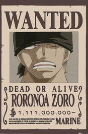 Poster One Piece Wanted Zoro 61x91 5cm PP2501065 | Yourdecoration.de