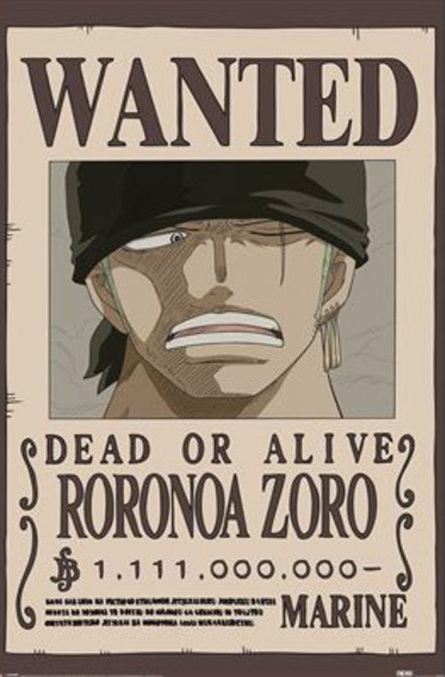 Poster One Piece Wanted Zoro 61x91 5cm PP2501065 | Yourdecoration.de