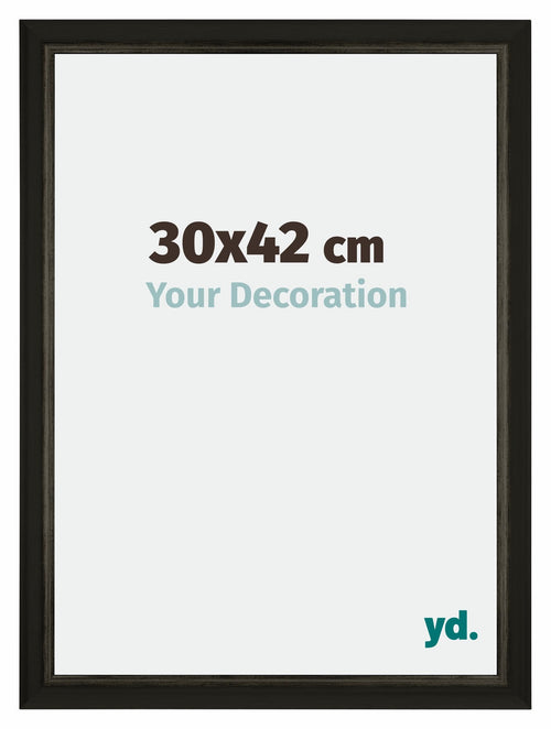 Sheffield Holz Bilderrahmen 30x42cm Schwarz Gold Gewischt Vorne Messe | Yourdecoration.de