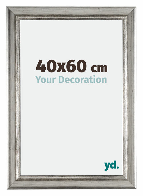 Sheffield Holz Bilderrahmen 40x60cm Silber Schwarz Gewischt Vorne Messe | Yourdecoration.de