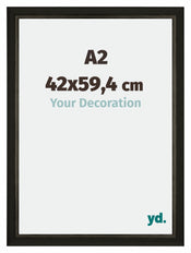 Sheffield Holz Bilderrahmen 42x59 4cm A2 Schwarz Gold Gewischt Vorne Messe | Yourdecoration.de