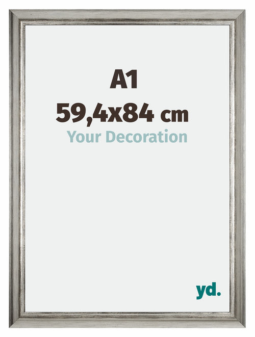 Sheffield Holz Bilderrahmen 59 4x84cm A1 Silber Schwarz Gewischt Vorne Messe | Yourdecoration.de