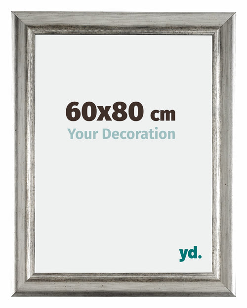 Sheffield Holz Bilderrahmen 60x80cm Silber Schwarz Gewischt Vorne Messe | Yourdecoration.de