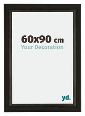 Sheffield Holz Bilderrahmen 60x90cm Schwarz Gold Gewischt Vorne Messe | Yourdecoration.de