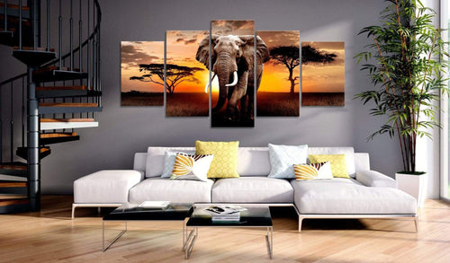 Artgeist Elephant Migration Canvas Leinwandbilder 5-teilig Interieur | Yourdecoration.de