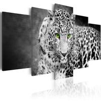 Artgeist Leopard Black and White Canvas Leinwandbilder 5-teilig | Yourdecoration.de