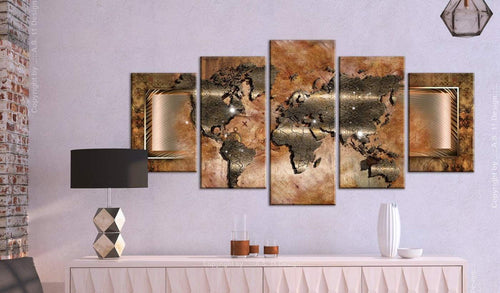 Artgeist Steel Map Canvas Leinwandbilder 5-teilig Interieur | Yourdecoration.de