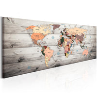 Artgeist World Maps Wooden Travels Canvas Leinwandbilder | Yourdecoration.de