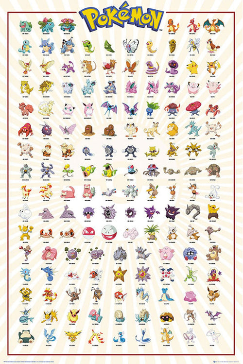 Gbeye FP4379 Pokemon Kanto 151 German Characters Poster 61x 91-5cm | Yourdecoration.de