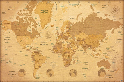 Grupo Erik GPE5029 Map World Es Vintage Poster 91,5X61cm | Yourdecoration.de