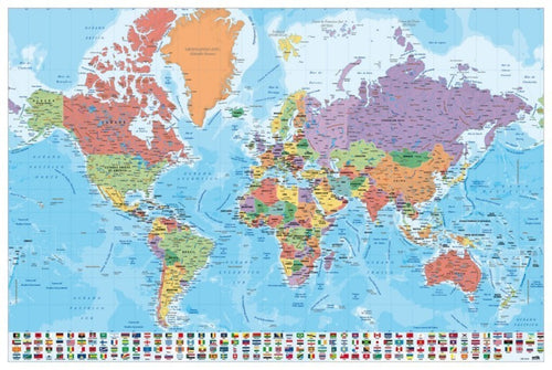 Grupo Erik GPE5044 Map World Es Physical Politic Poster 91,5X61cm | Yourdecoration.de