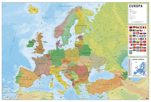 Grupo Erik GPE5443 Physical Political Map Of Europe Ita Poster 91,5X61cm | Yourdecoration.de