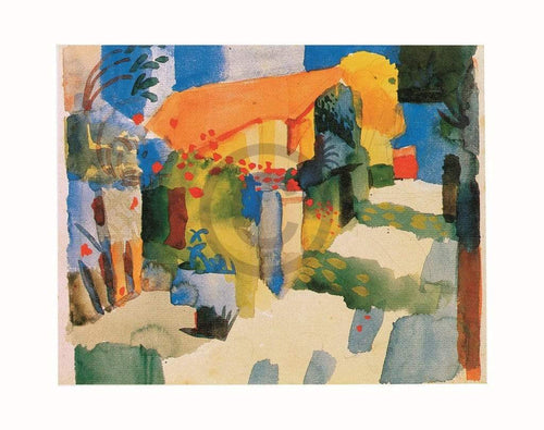 August Macke - Haus im Garten Kunstdruck 71x56cm | Yourdecoration.de