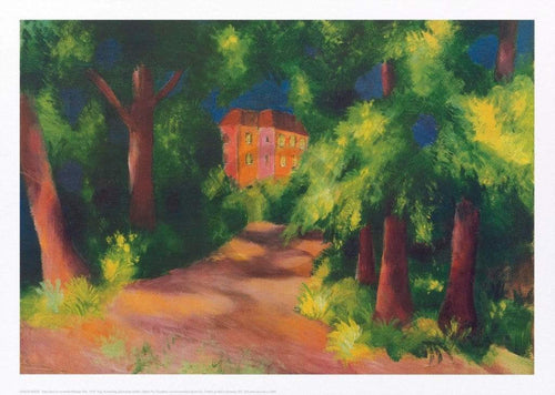 August Macke - Rotes Haus im Park Kunstdruck 70x50cm | Yourdecoration.de