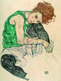 Egon Schiele - Sitzende Frau mit hochgezogenen Kunstdruck 60x80cm | Yourdecoration.de