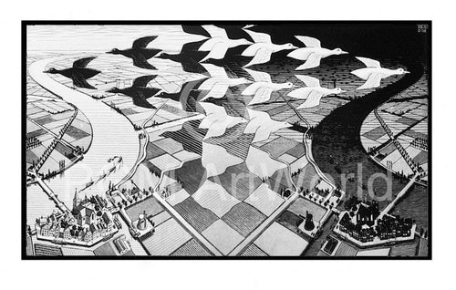 M. C. Escher - Tag und Nacht Kunstdruck 86x55cm | Yourdecoration.de