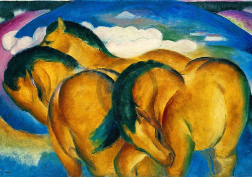 Franz Marc - Die kleinen gelben Pferde Kunstdruck 100x70cm | Yourdecoration.de