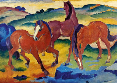 Franz Marc - Die roten Pferde Kunstdruck 29.7x21cm | Yourdecoration.de