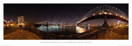 Patrick Grube - New York Skyline at Night Kunstdruck 95x33cm | Yourdecoration.de