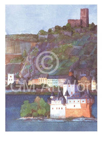 Helga Westphal - Die Pfalz bei Kaub und Burg Gutenfels, Rhein Kunstdruck 50x70cm | Yourdecoration.de