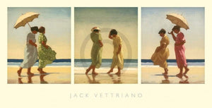 Jack Vettriano - Summer Days Triptychon Kunstdruck 70x36cm | Yourdecoration.de