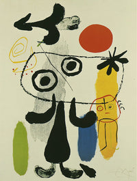 Joan Miro - Figur gegen rote Sonne II Kunstdruck 70x100cm | Yourdecoration.de