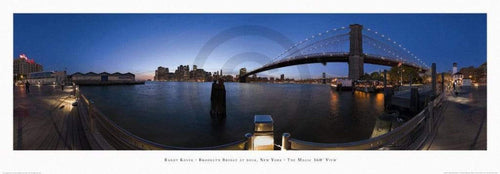 Randy Kosek - Brooklyn Bridge at dusk Kunstdruck 95x33cm | Yourdecoration.de