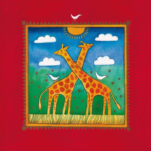 Linda Edwards - Two little giraffes Kunstdruck 40x40cm | Yourdecoration.de