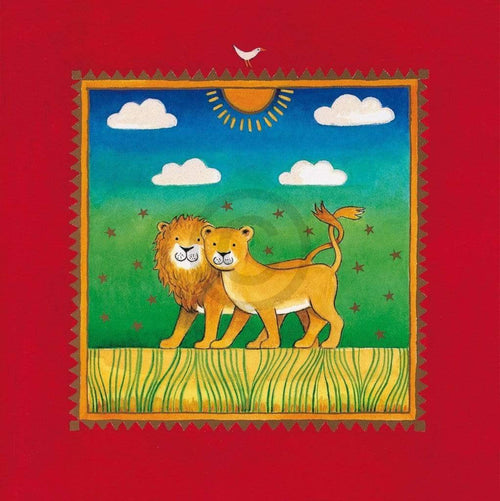 Linda Edwards - Two little lions Kunstdruck 40x40cm | Yourdecoration.de