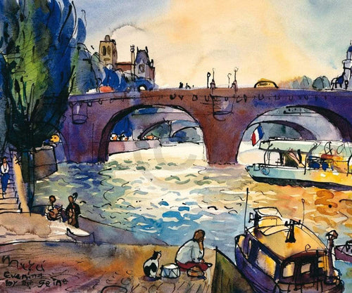 Michael Leu - Evening by the Seine Kunstdruck 60x50cm | Yourdecoration.de