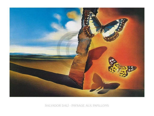 Salvador Dali - Paysage aux Papillons Kunstdruck 80x60cm | Yourdecoration.de