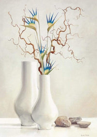 Karin Van der Valk - Willow Twigs with Blue Flowers Kunstdruck 30x40cm | Yourdecoration.de