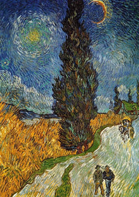 Vincent Van Gogh - Landstrasse mit Zypresse und Stern Kunstdruck 21x29.7cm | Yourdecoration.de