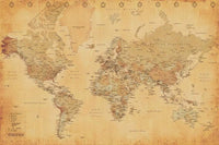 Pyramid World Map Vintage Style Poster 91,5x61cm | Yourdecoration.de