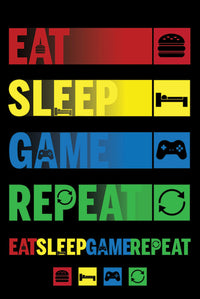 Pyramid Eat Sleep Game Repeat Poster 61x91,5cm | Yourdecoration.de