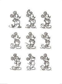 Pyramid Mickey Mouse Sketched Multi Kunstdruck 60x80cm | Yourdecoration.de