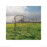 Pyramid Pink Floyd Wireframe Cow Kunstdruck 40x40cm | Yourdecoration.de