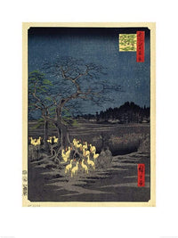 Pyramid Hiroshige Fox Fires on New Years Eve at the Changing Tree in Oji Kunstdruck 60x80cm | Yourdecoration.de