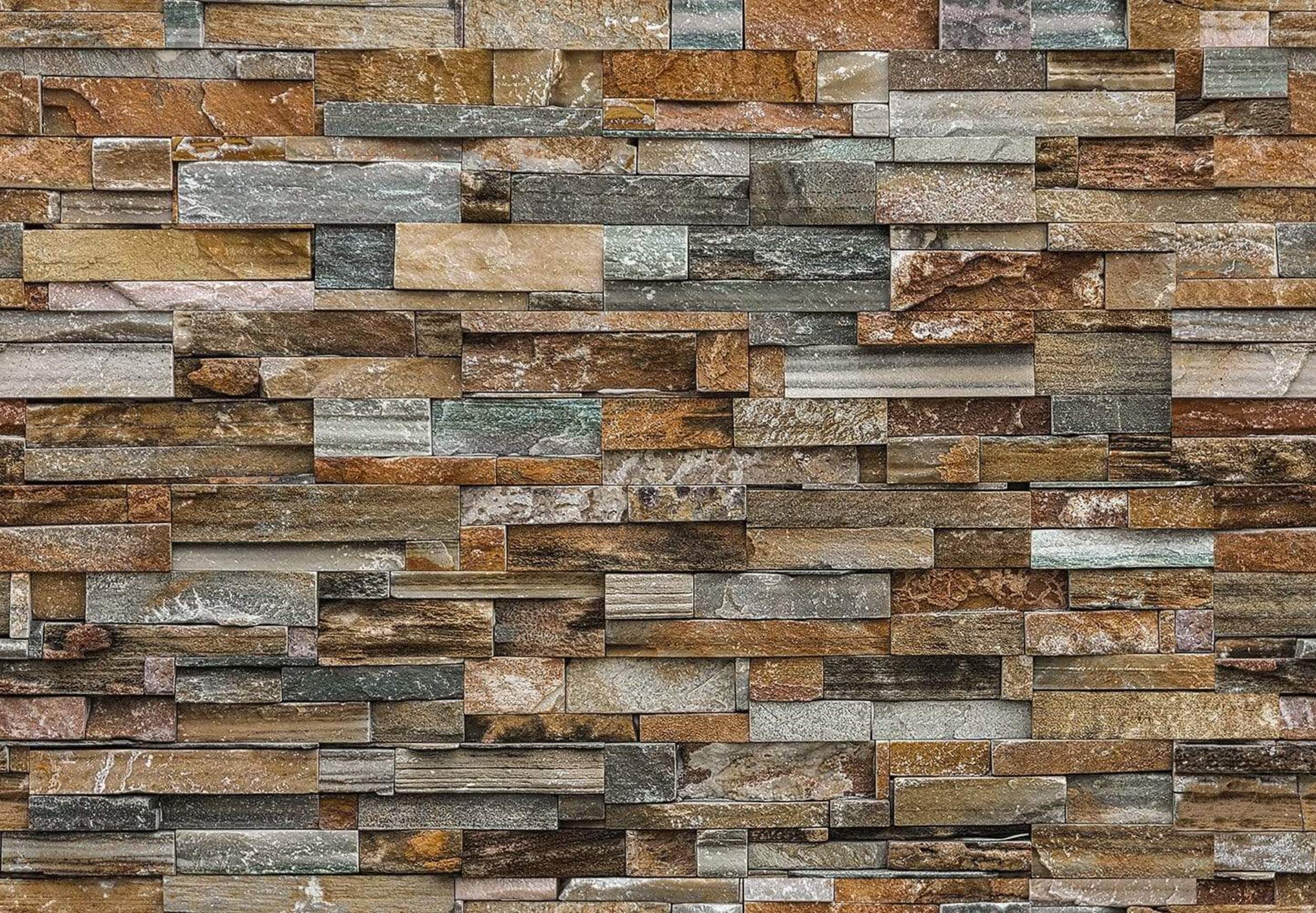 Fototapete - Colorful Stone Wall 366x254cm - Papiertapete