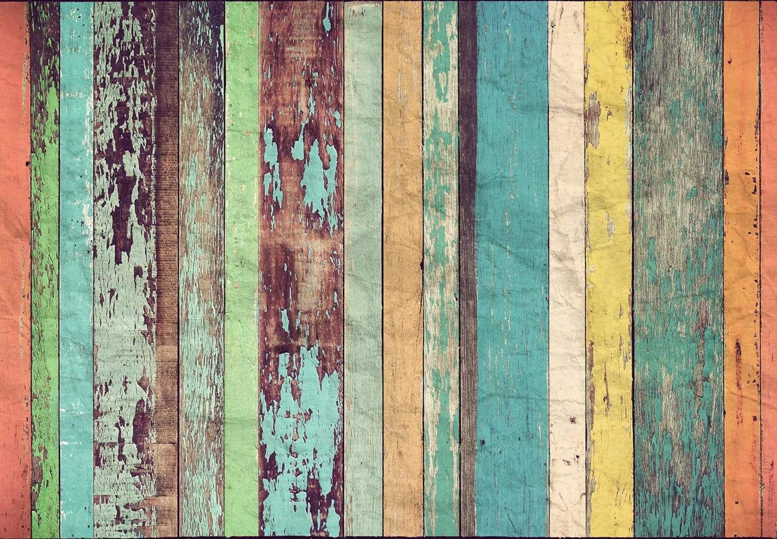 Fototapete - Colored Wooden Wall 366x254cm - Papiertapete