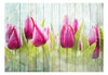 Fototapete - Tulips on White Wood - Vliestapete