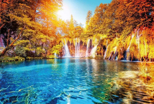 Wizard+Genius Waterfall And Lake In Croatia Vlies Fototapete 384x260cm 8-bahnen | Yourdecoration.de